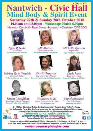 Nantwich Civic Hall Mind Body Spirit Event 27th /28th October 2018