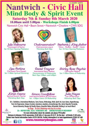 Nantwich Civic Hall Mind Body Spirit Event 7th & 8th March 2020 