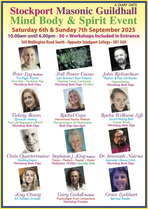 STOCKPORT Guildhall Mind Body Spirit Weekend Event 6th 7th  September 2025