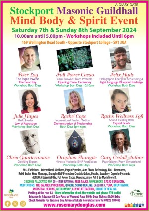 STOCKPORT Guildhall Mind Body Spirit Weekend Event 7th - 8th September 2024
