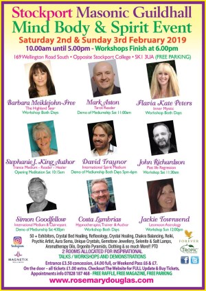 Stockport Masonic Guildhall Mind body Spirit Event 2nd / 3rd February 2019 